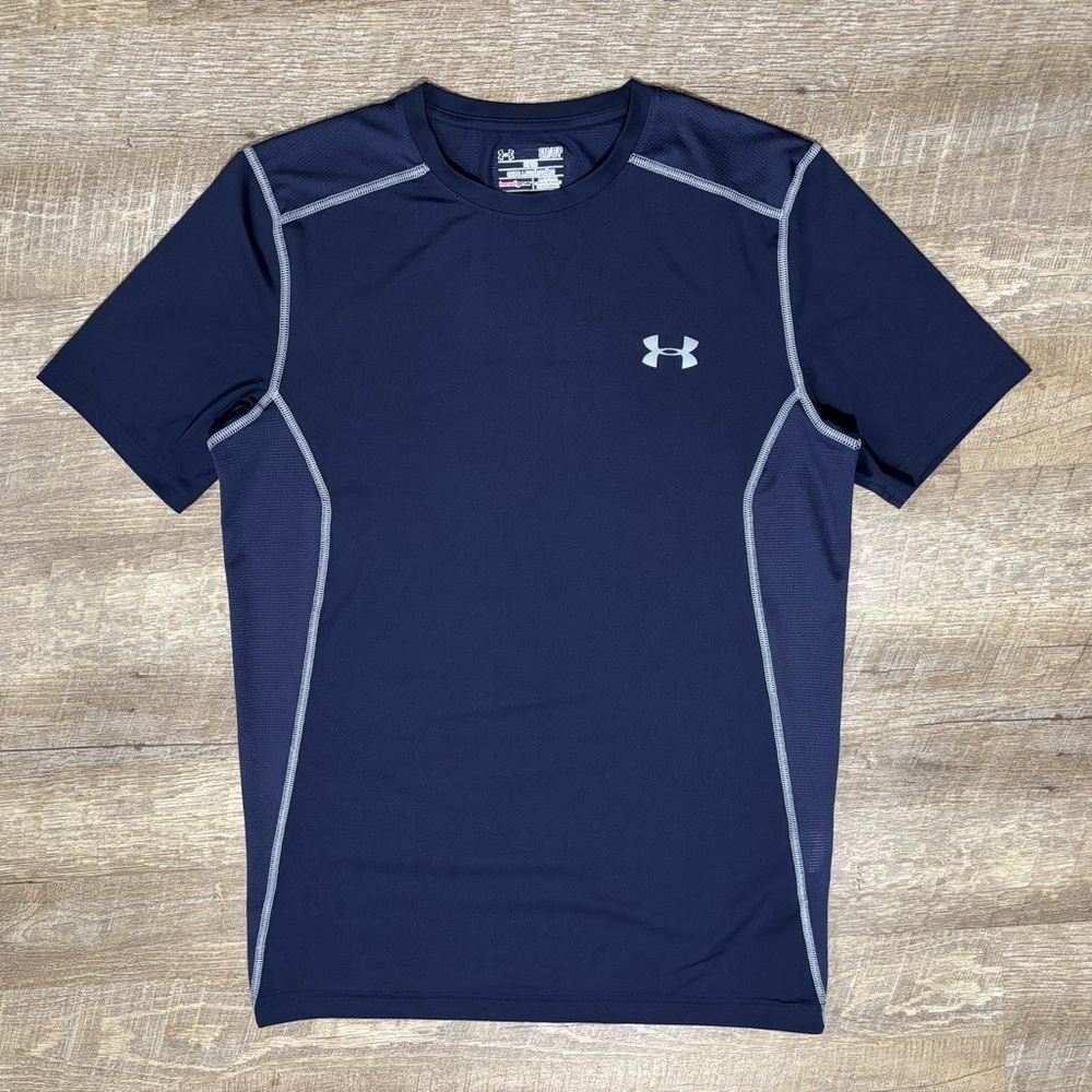 Under Armour HeatGear Compression Shirt Men's S Blue Short Sleeve
